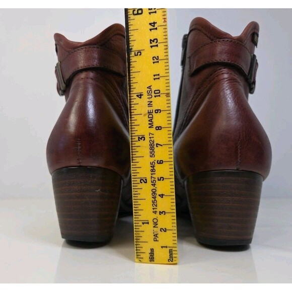 Mephisto Congac Brown Ankle Boots Sz 9 Leather Classic Side Zip Low Heel Buckle - Picture 5 of 12